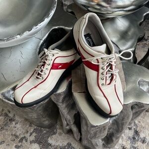 Vintage Callaway  Golf CG Sport leather golf shoes size 7 red and white